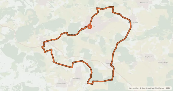 Kartenübersicht der Radroute Rund um Laichingen