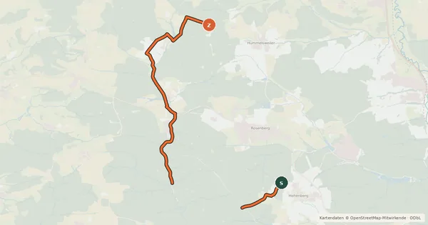 Kartenübersicht der Radroute Rund um Rosenberg