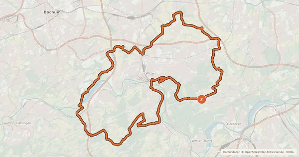 Kartenübersicht der Radroute Rund um Witten