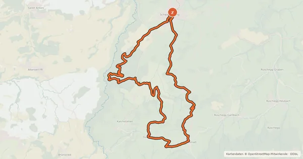 Kartenübersicht der Radroute Rund ums Guggershorn