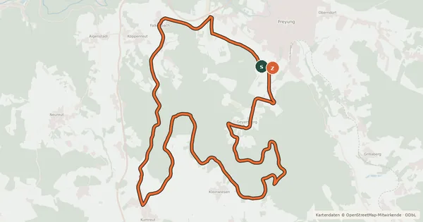 Kartenübersicht der Radroute Rundkurs Falkenbach