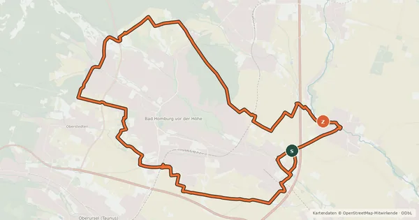 Kartenübersicht der Radroute Rundroute Bad Homburg