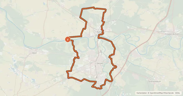 Kartenübersicht der Radroute Rundtour Dessau-Roßlau