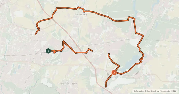 Kartenübersicht der Radroute Rundtour Gartennachbarn