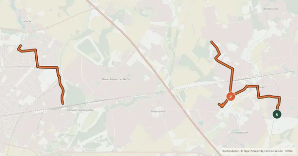 Kartenübersicht der Radroute Rundtour Gartennachbarn (geplante Abschnitte)