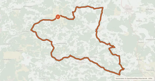 Kartenübersicht der Radroute Rundtour Neukirchen - Holnstein