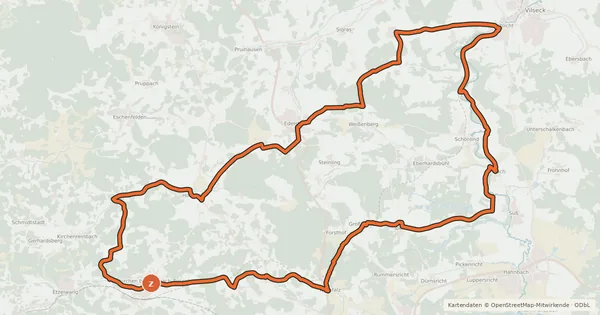 Kartenübersicht der Radroute Rundtour Neukirchen - Irlbach
