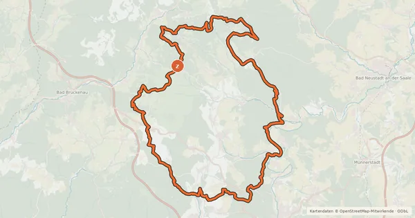 Kartenübersicht der Radroute Rundweg 10 Kreuzbergmarathon - Bad Bocklet - Rhön