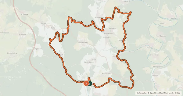 Kartenübersicht der Radroute Rundweg 4 Burkardroth - Rhön