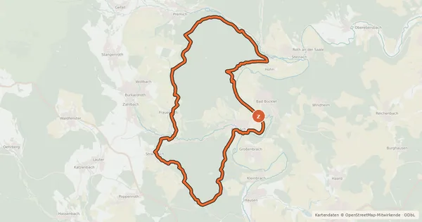 Kartenübersicht der Radroute Rundweg 5 Klaushof - Bad Bocklet - Rhön