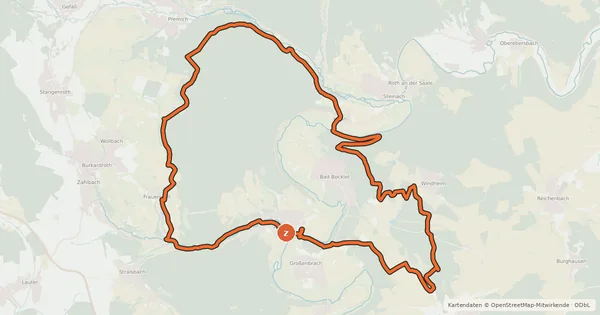 Kartenübersicht der Radroute Rundweg 6 Aschach - Rhön