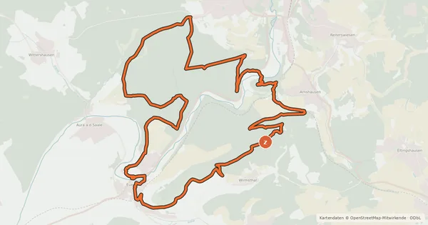 Kartenübersicht der Radroute Rundweg 8 Triastour - Euerdorf - Rhön