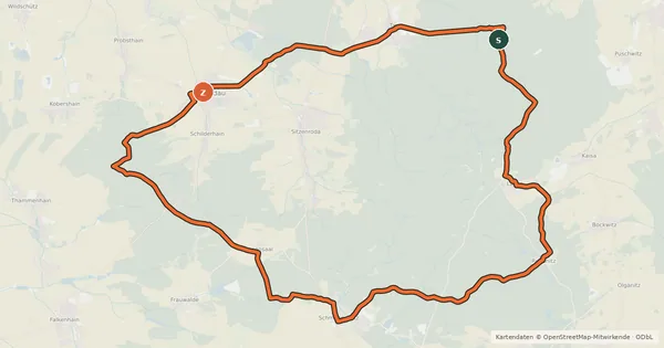 Kartenübersicht der Radroute Rundweg Dahlener Heide