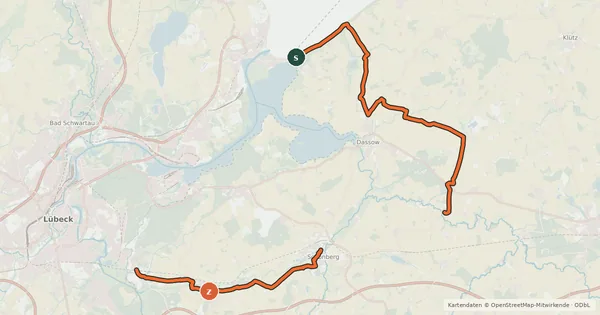 Kartenübersicht der Radroute Rundweg Lübecker Bucht