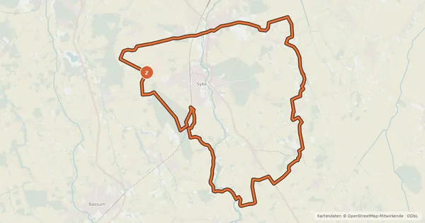 Kartenübersicht der Radroute Rundweg Syke