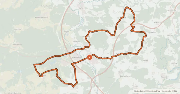 Kartenübersicht der Radroute Rundweg Wernberg-Köblitz