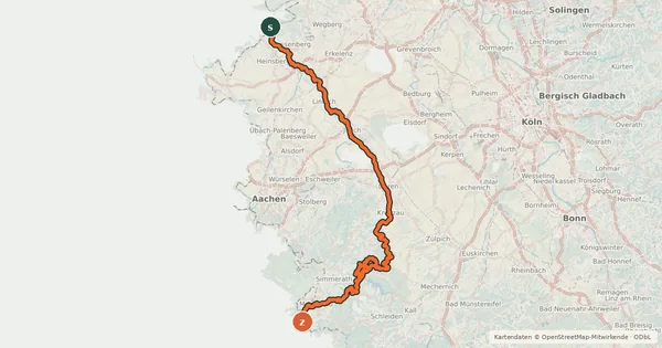 Kartenübersicht der Radroute RurUfer-Radweg