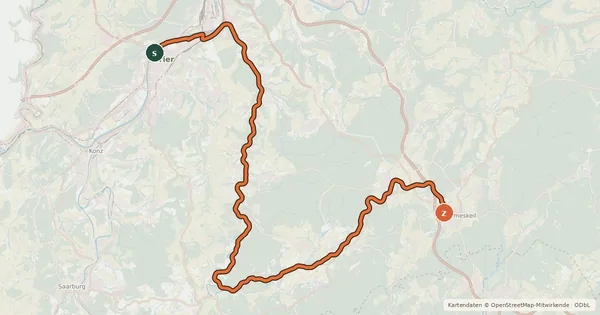 Kartenübersicht der Radroute Ruwer-Hochwald-Radweg