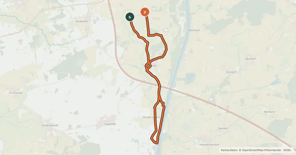 Kartenübersicht der Radroute RWS