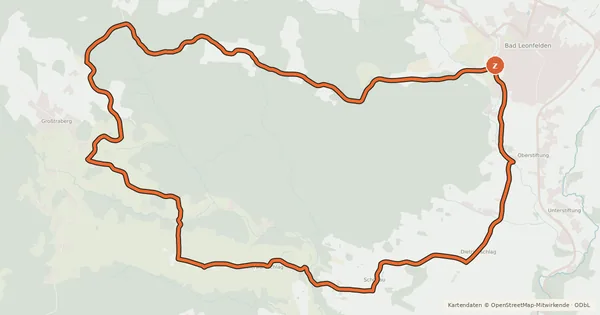 Kartenübersicht der Radroute S2, Brunnwald Runde