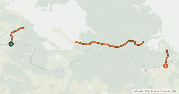Kartenübersicht der Radroute S21, Gründe Band Runde CZ