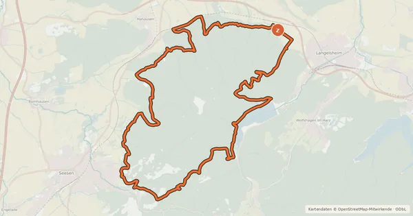 Kartenübersicht der Radroute S5 (Die 1000m-Tour)