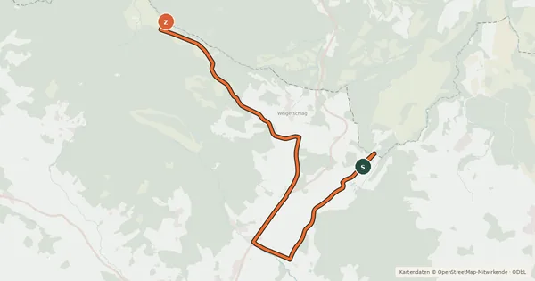 Kartenübersicht der Radroute S7 Studánky Runde