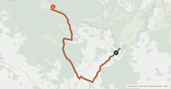 Kartenübersicht der Radroute S8, Vyšší Brod Runde
