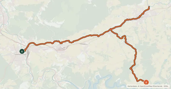Kartenübersicht der Radroute Saale-Orla-Radweg