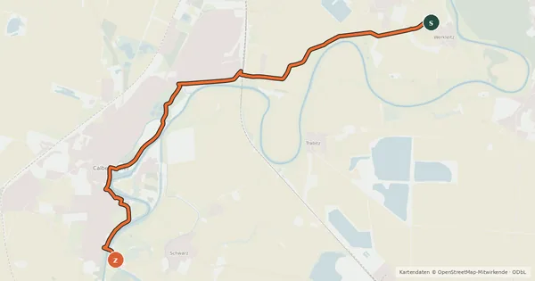 Kartenübersicht der Radroute Saaleradweg Variante Calbe