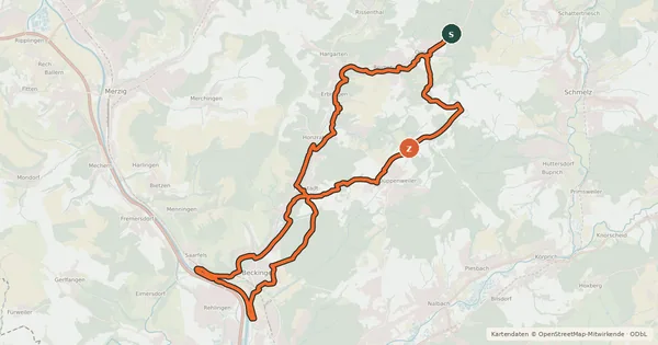 Kartenübersicht der Radroute Saar-Lückner-Runde