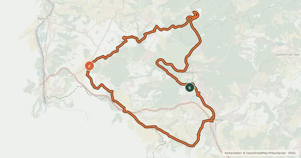 Kartenübersicht der Radroute Saarschleifen-Runde