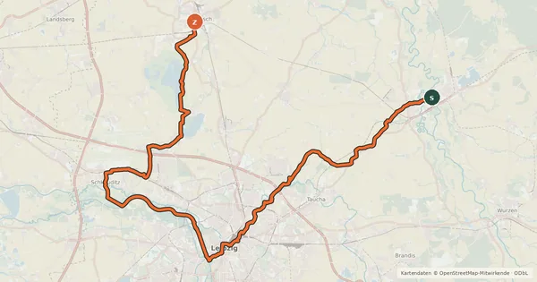 Kartenübersicht der Radroute Sachsen-M [Abschnitt A] Eilenburg-Delitzsch