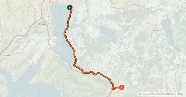 Kartenübersicht der Radroute Säuliamt-Schwyz