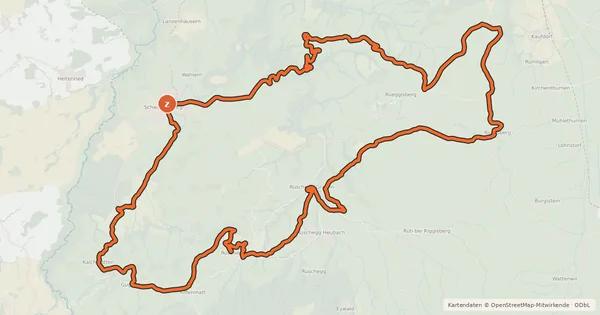 Kartenübersicht der Radroute Sagenroute Gantrisch
