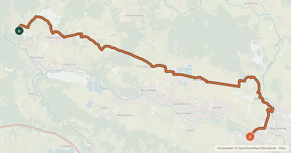 Kartenübersicht der Radroute Salz Samerweg