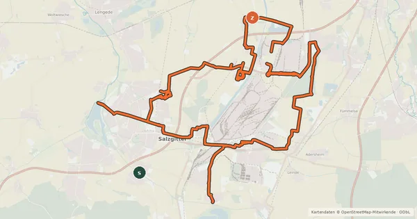 Kartenübersicht der Radroute Salzgitter-Route 31 NO