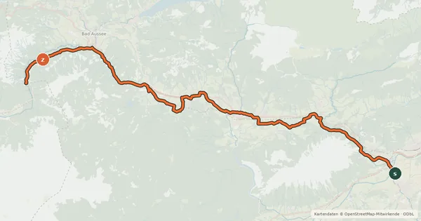 Kartenübersicht der Radroute Salzkammergutradweg