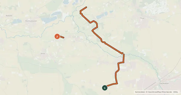 Kartenübersicht der Radroute Salzkottener Radrundweg 2