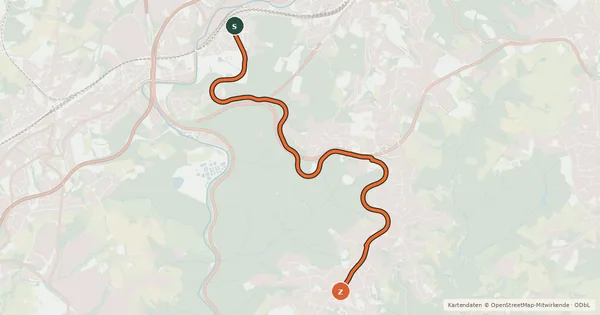 Kartenübersicht der Radroute Sambatrasse