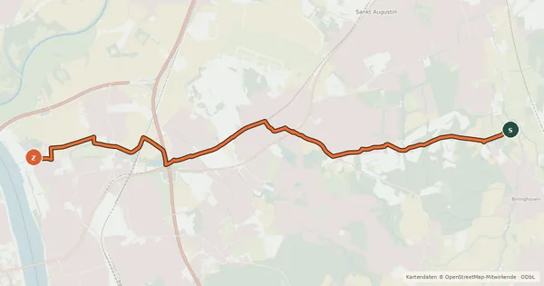 Kartenübersicht der Radroute Sankt Augustin Birlinghoven (17) - Bonn Beuel Schwarzrheindorf (82)