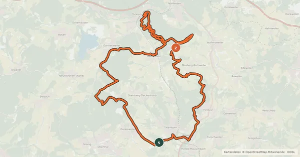 Kartenübersicht der Radroute Sankt Wendeler Land MTB 2