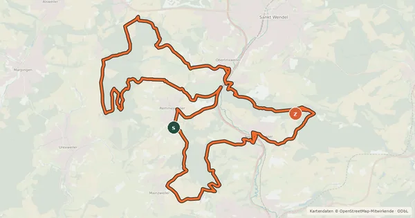 Kartenübersicht der Radroute Sankt Wendeler Land MTB 6