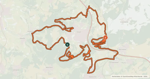 Kartenübersicht der Radroute Sankt Wendeler Land MTB 9