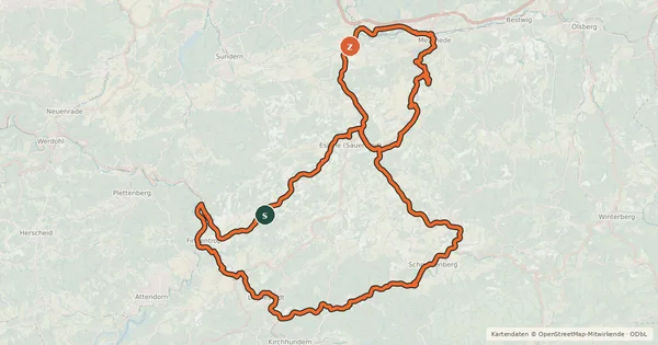 Kartenübersicht der Radroute SauerlandRadring