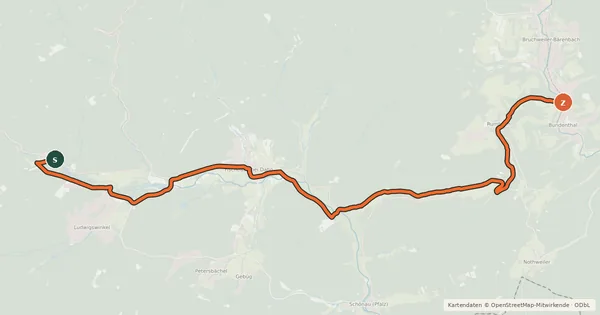 Kartenübersicht der Radroute Sauertal