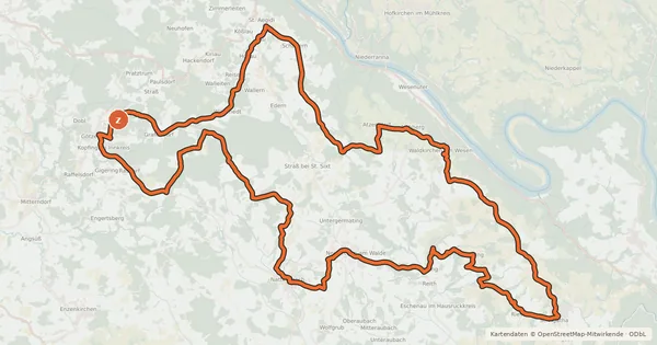 Kartenübersicht der Radroute Sauwald Panorama-Runde