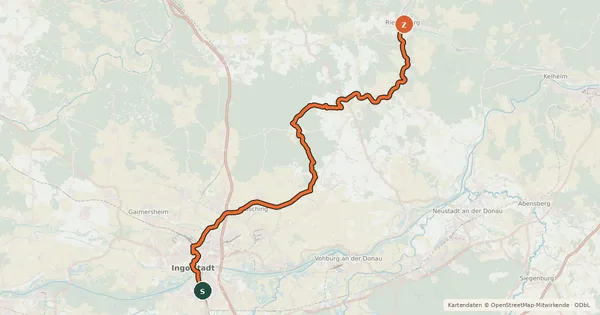 Kartenübersicht der Radroute Schambachtalbahn-Alternativ-Radweg