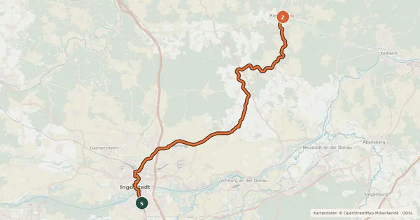Kartenübersicht der Radroute Schambachtalbahn-Radweg