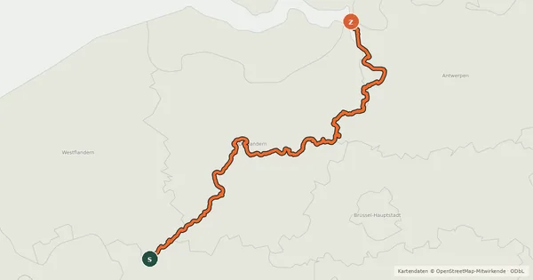 Kartenübersicht der Radroute Schelderoute - 1 - Spiere - Oudenaarde